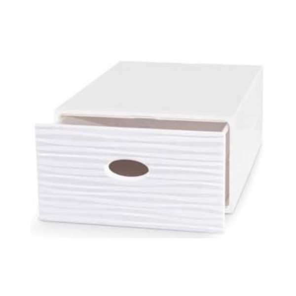 Cassetto contenitore impilabile Domopak Qbox wave large 28x40x15 cm bianco