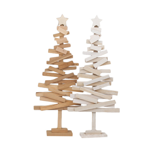 Albero natalizio stilizzato con legnetti di legno 53 cm colori assortiti
