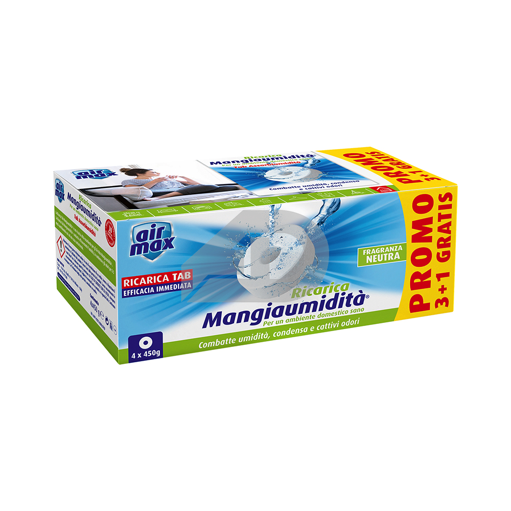 Ricarica sale Mangiaumidità Air Max D0092 profumo neutro 450 grammi (4 pezzi)
