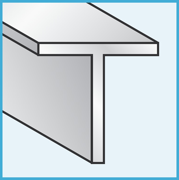 Profilo a T alluminio satinato argento 15x15 mm (2 metri)