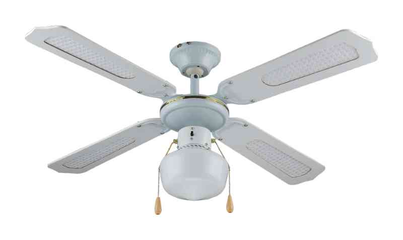 Ventilatore da soffitto con luce 4 pale 107cm 60w 3 velocità bianco Vinson