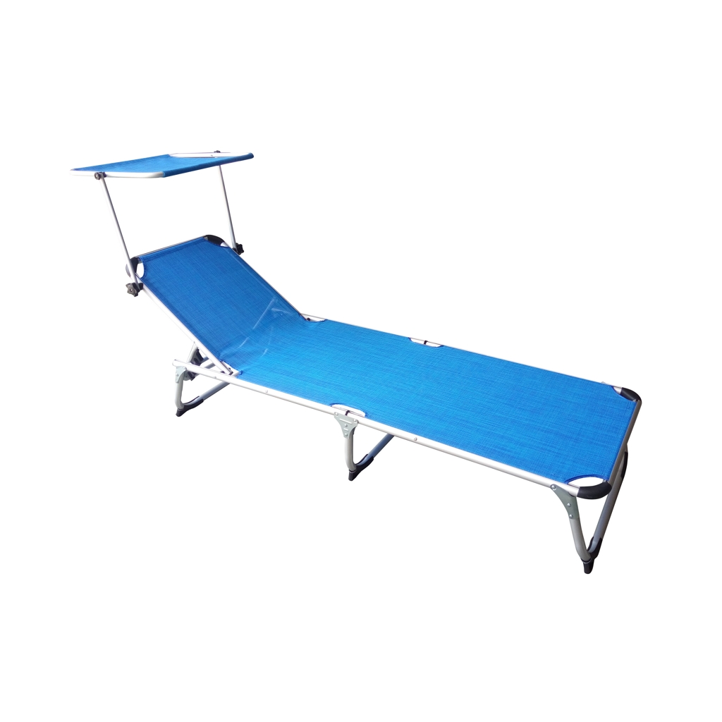 Lettino prendisole pieghevole mare 189x60x28 cm con parasole blu