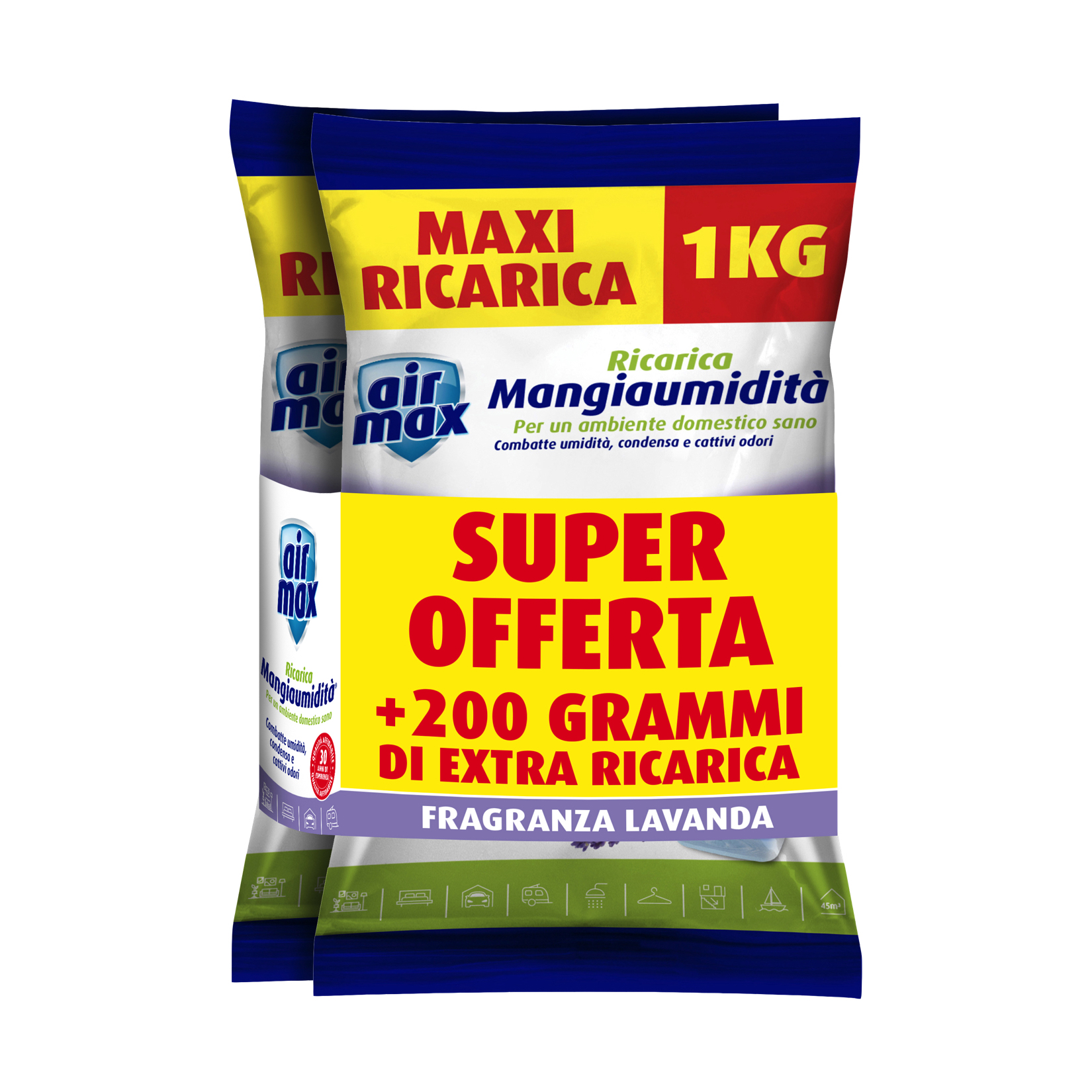 Ricarica mangiaumidità Air Max profumo lavanda 1 kg + 1 kg