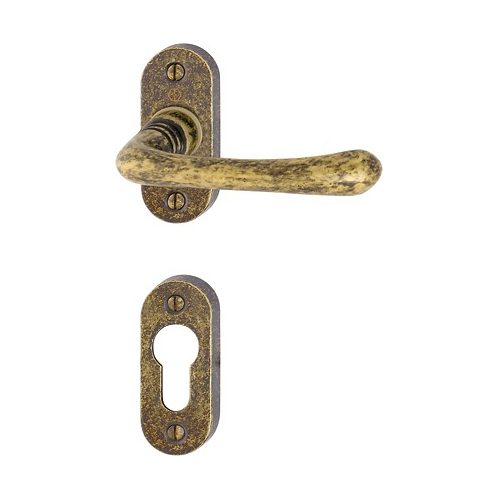 Maniglia Hoppe Lisboa con rosetta e bocchetta ovale foro yale 28x68 mm bronzato antiqua per porte da interni