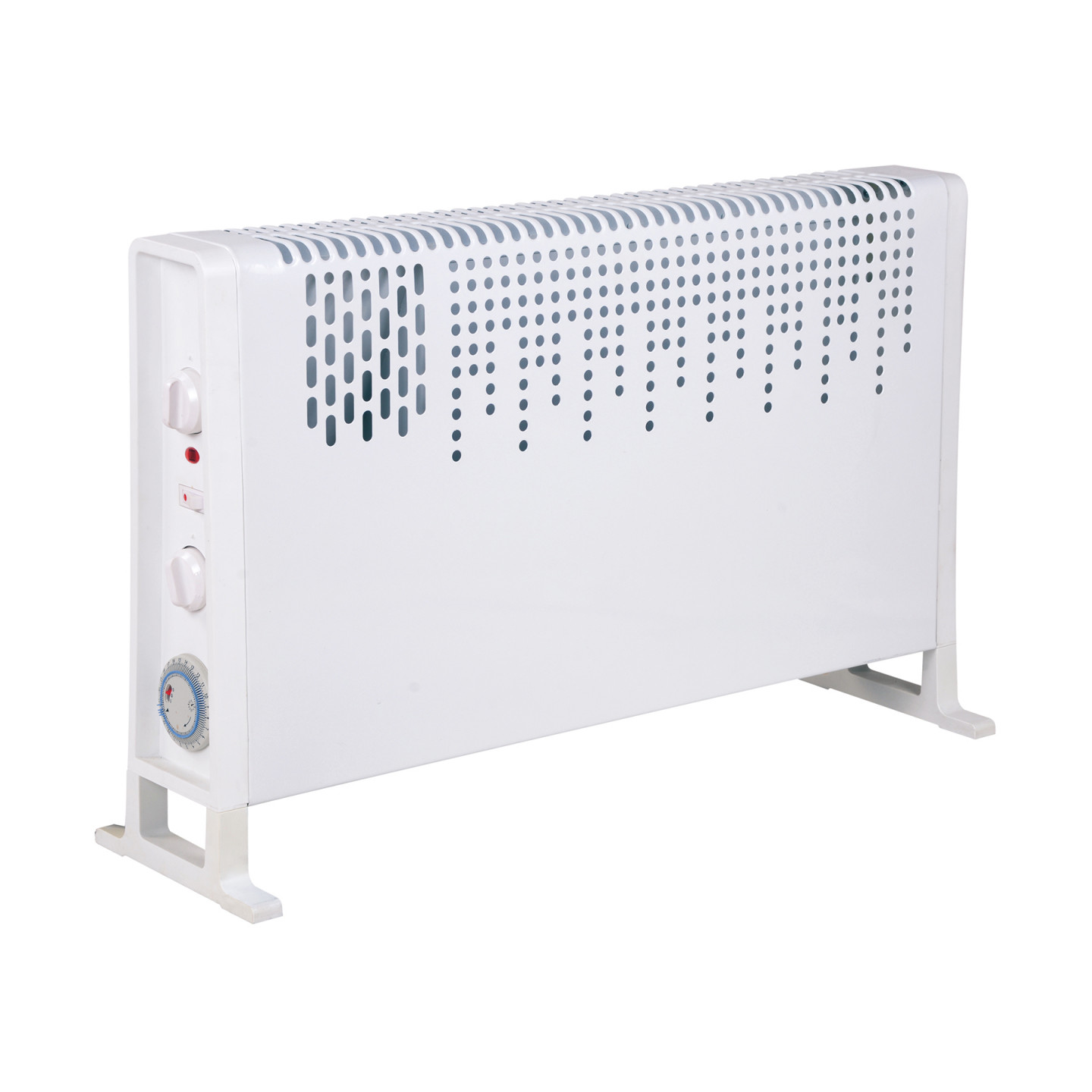 Stufa elettrica aura 750-1250-2000w funzione caldo freddo con timer bianco