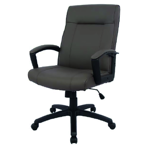 Sedia ufficio con schienale imbottito e braccioli in ecopelle grigio