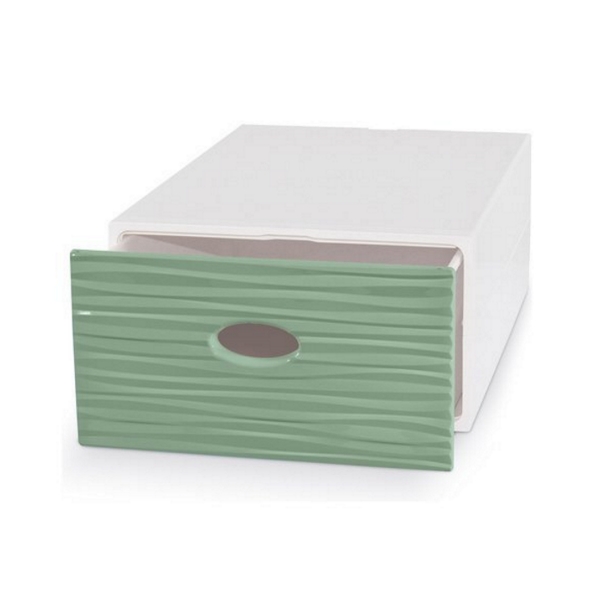 Contenitore multiuso impilabile domopak qbox wave large 28x40x15 cm verde
