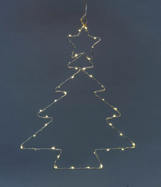 Albero di Natale con luci bianco caldo 30 LED struttura in metallo 30 x 39 cm 