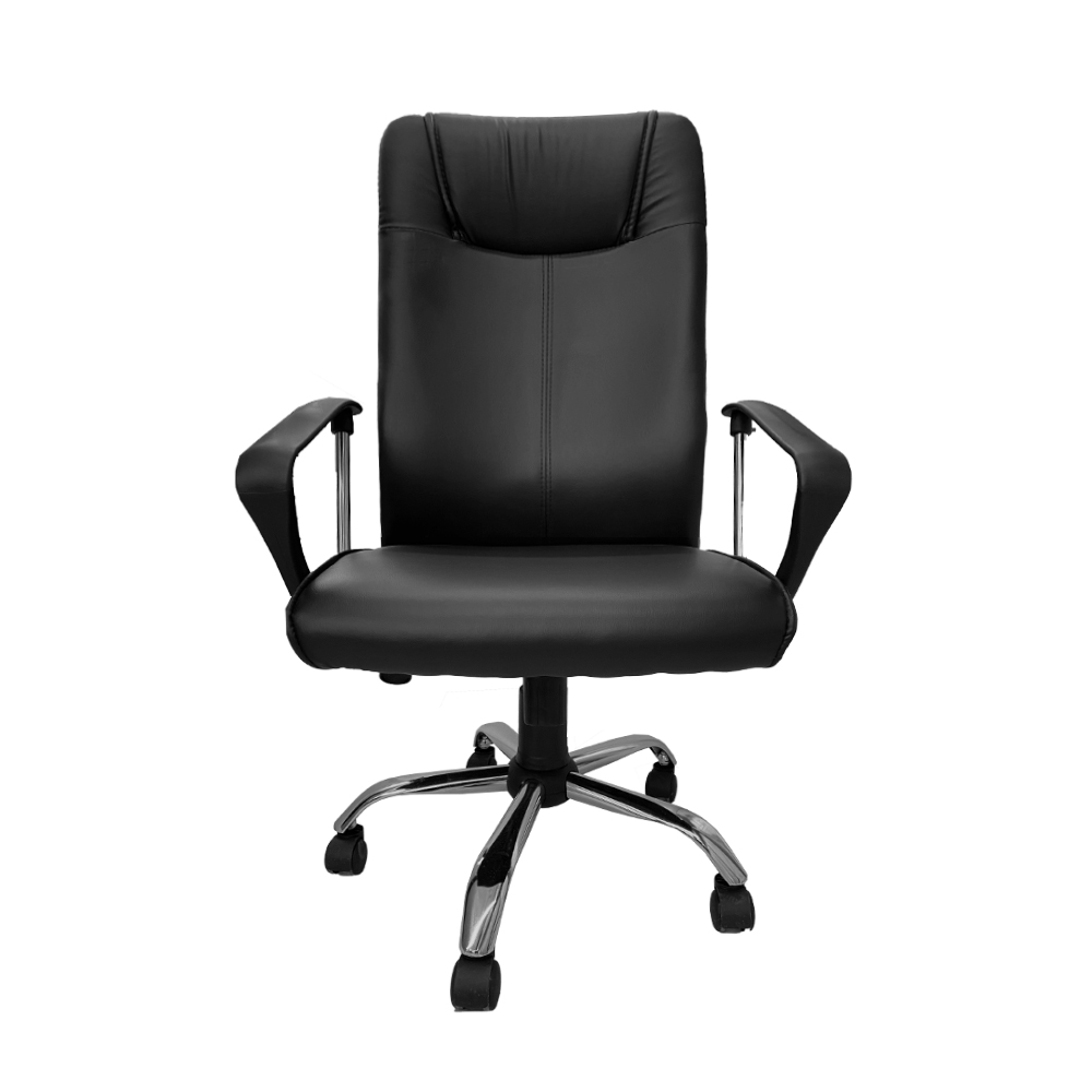 Sedia ufficio regolabile con schienale alto imbottito e braccioli nero