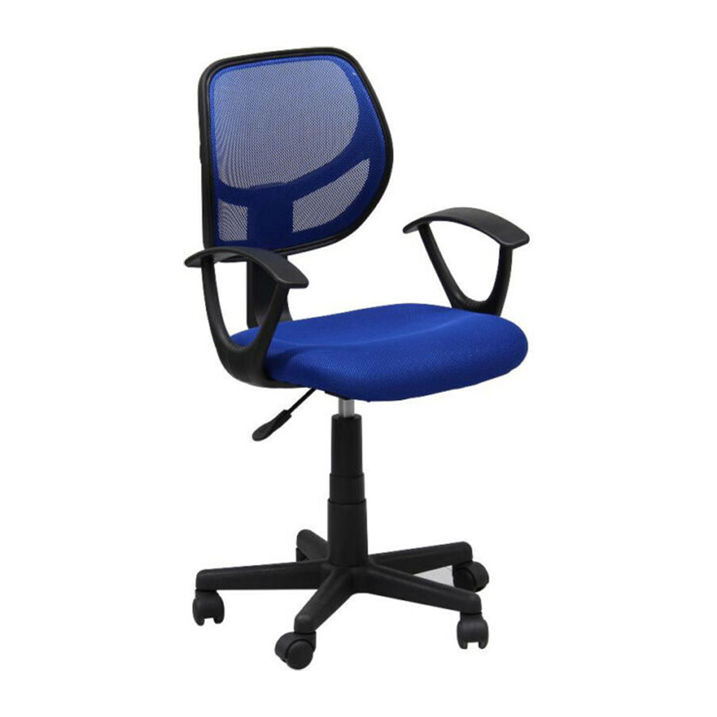 Sedia ufficio Astra regolabile con schienale basso retato e braccioli blu