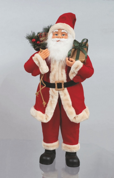 Babbo Natale fisso 90 cm con vestito rosso e sacco doni