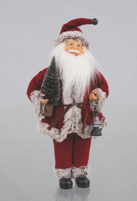 Babbo Natale fisso 50 cm con decorazione albero e lanterna musica a corda