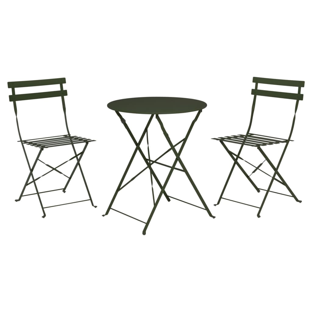 Set da giardino tavolo e 2 sedie pieghevoli colore verde scuro Koopman Bistrot