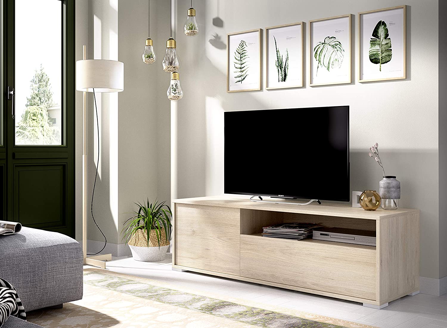 Mobile basso per TV in melamina ad alta resistenza 130x40x41 cm legno naturale
