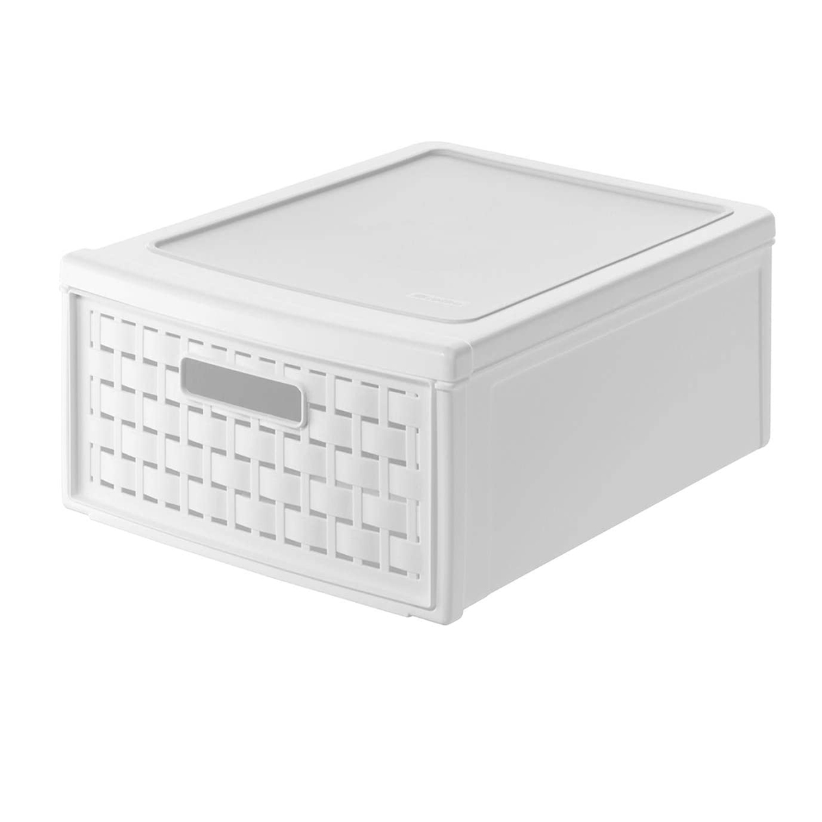 Contenitore cassettiera in pvc effetto rattan bianco piccolo 8,3 L 35 x 26 x 14,5 cm