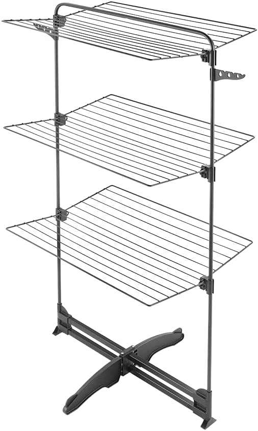 Stendibiancheria verticale Metaltex 3 ripiani in alluminio pieghevoli 