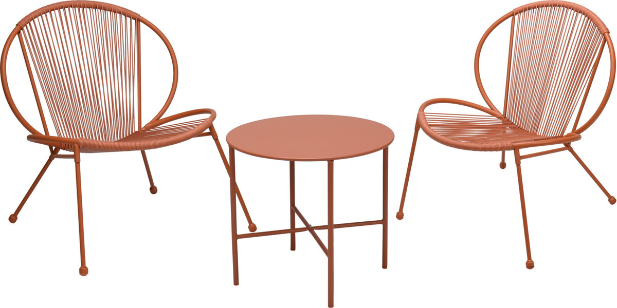 Set da giardino metallo 2 sedie e un tavolino terracotta