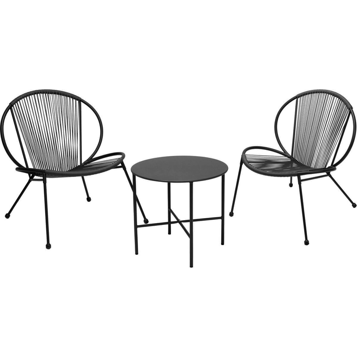 Set da giardino metallo 2 sedie e un tavolino nero