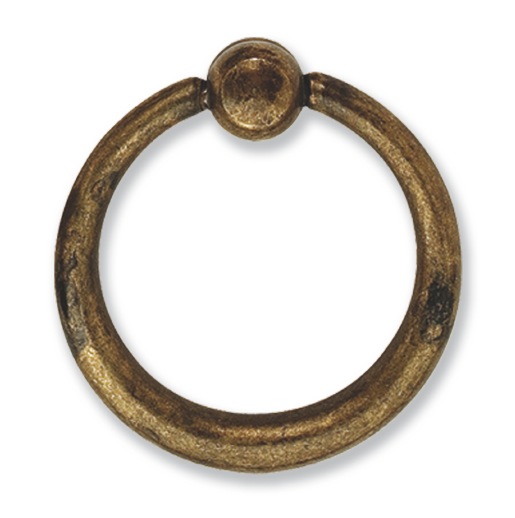 Maniglia pendente anello 40x42 mm ottone antico