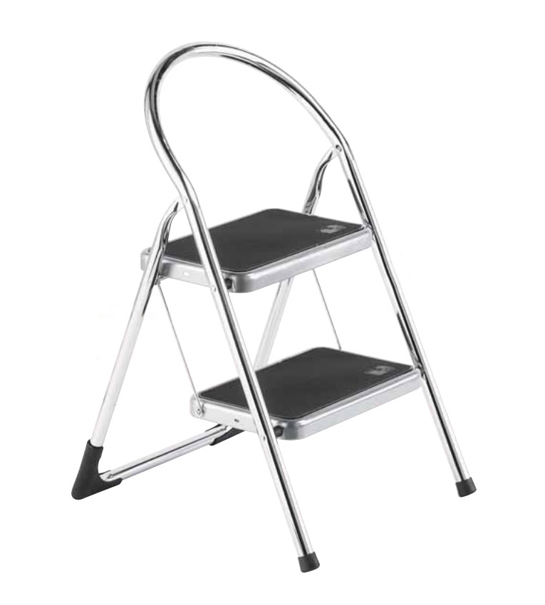 Sgabello balzo 2 gradini acciaio h. 79,5 cm cromo